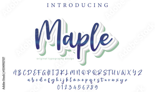 Maple Font Stylish brush painted an uppercase vector letters, alphabet, typeface