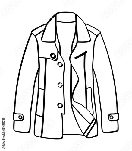 Men's buttoned jacket outline drawing