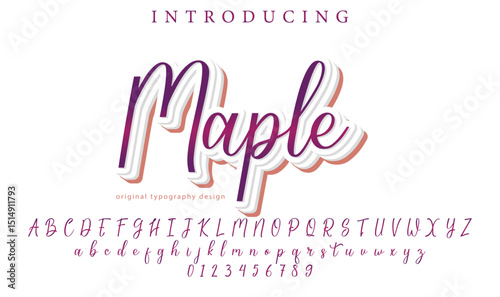 Maple Font Stylish brush painted an uppercase vector letters, alphabet, typeface