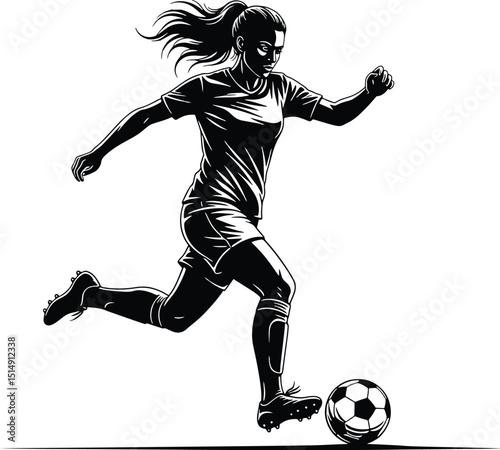 Female soccer player football sports silhouette vector illustration