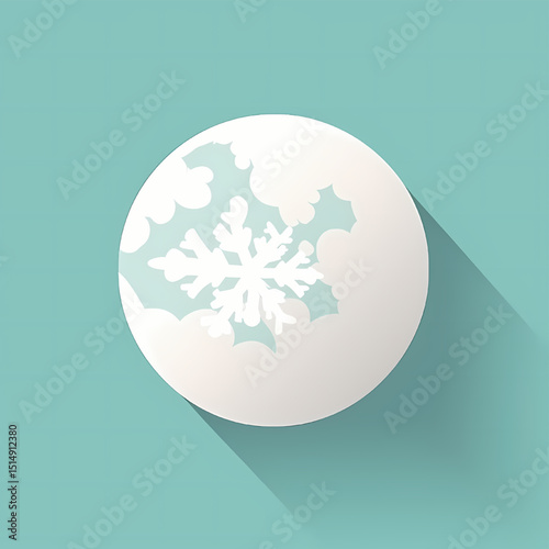 Winter's Delicate Embrace: A minimalist depiction of a pristine snowflake, resting gently on a light-blue background. the unique beauty of winter season.