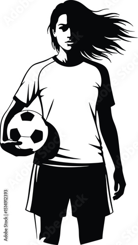 Female soccer player football sports silhouette vector illustration
