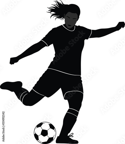 Female soccer player football sports silhouette vector illustration