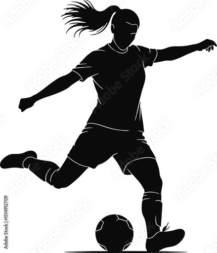 Female soccer player football sports silhouette vector illustration
