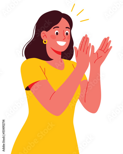 Happy Woman Clapping in Excitement and Applause for Appreciation and Joyful Celebration