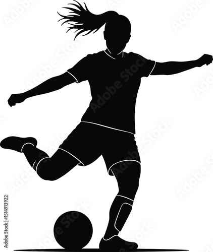 Female soccer player football sports silhouette vector illustration