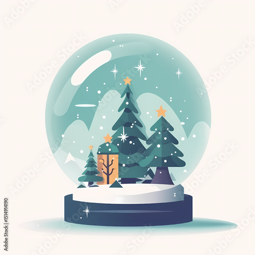 A Winter Wonderland in a Snow Globe: A captivating winter scene, miniaturized and encased within a pristine snow globe, evoking a sense of wonder and the magic of the holiday season.