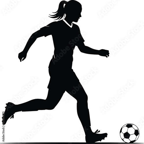 Female soccer player football sports silhouette vector illustration