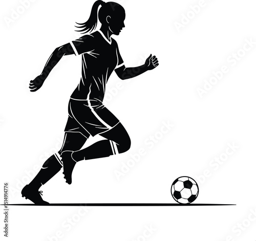 Female soccer player football sports silhouette vector illustration