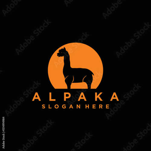 Alpaca llama animal logo design icon vector