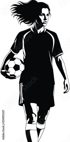 Female soccer player football sports silhouette vector illustration