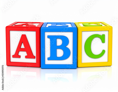 Colorful building blocks form the letters 