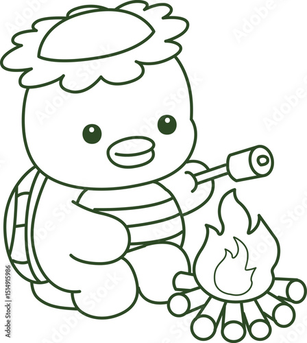 Outline of Kawaii japanese mythology Kappa sticker cute.
Coloring pages of Cute kappa mascot ghost japanese.