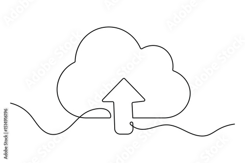 One line cloud storage design isolated illustration