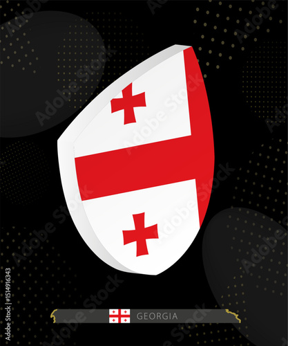 Georgia Flag Shield icon in 3D on Dark Modern Abstract Rugby Background.