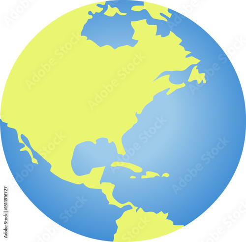 Bright Vector Illustration of the Earth Focused on North and South America