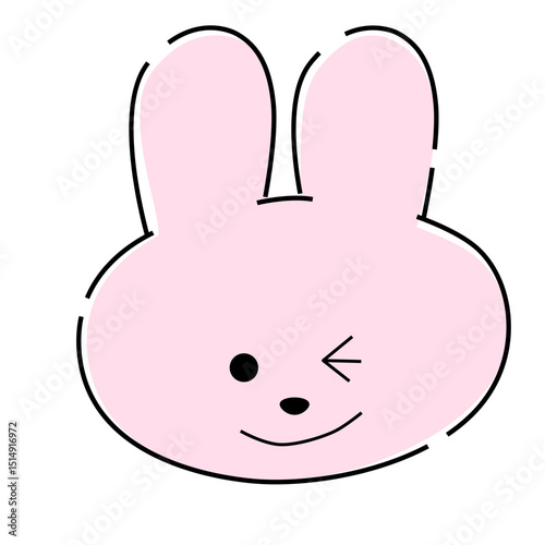ウインクするピンクのうさぎイラスト31
