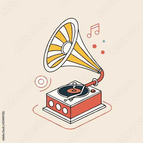 retro gramophone vinyl ready vector illustration