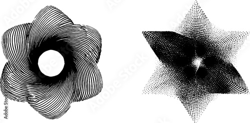 Engraved geometric designs featuring curved arches and overlapping patterns for artistic projects