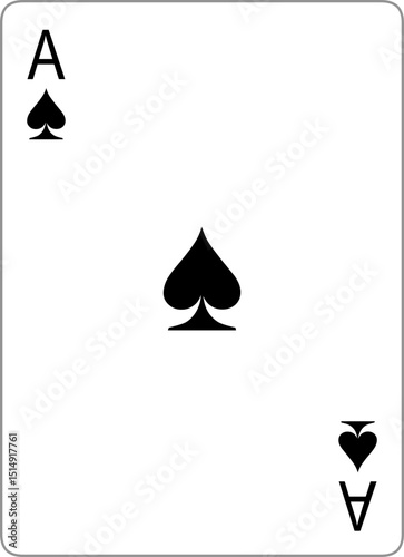 Flat Vector Illustration of Ace of Spades Playing Card