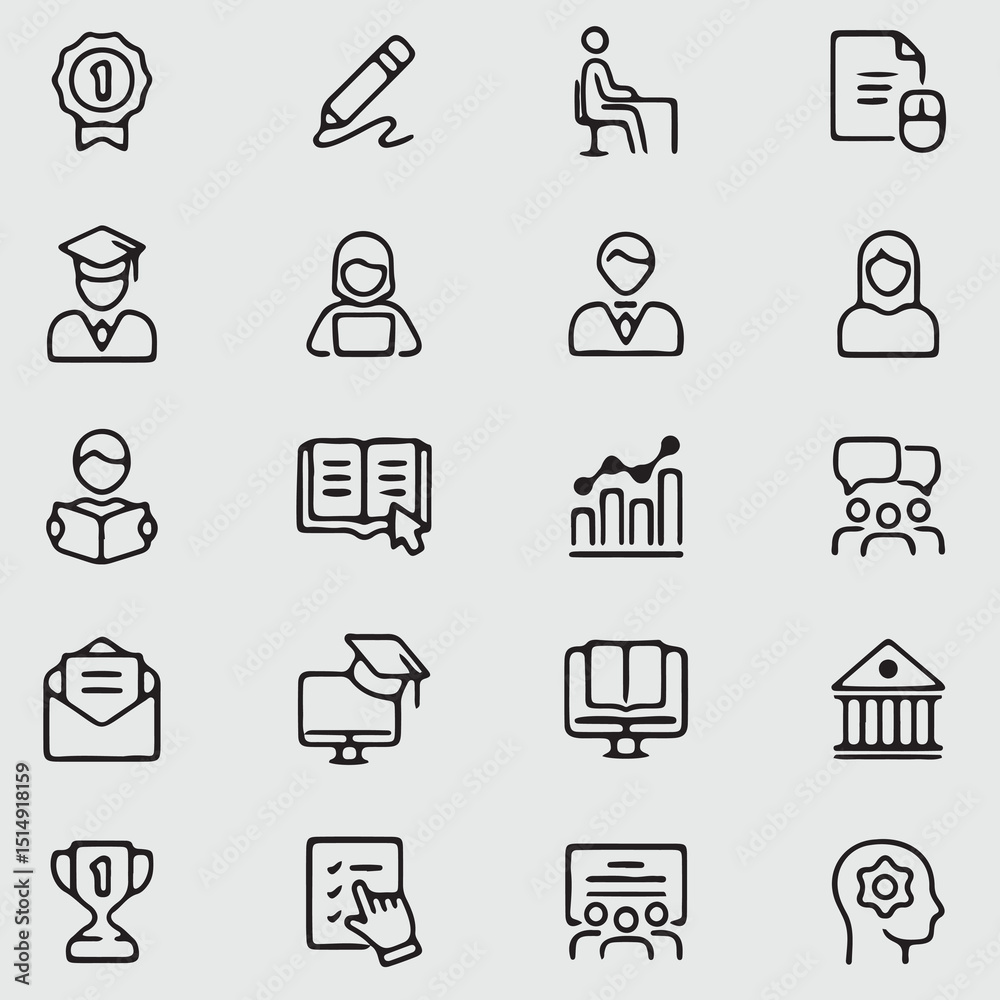 Education Line Editable Icons set. Vector illustration in modern thin line style of school icons set Education Line Editable Icons set. Vector illustration in modern thin line style of school icons set
