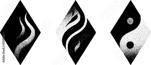 Intricate engraved diamond facet designs featuring abstract shapes and patterns