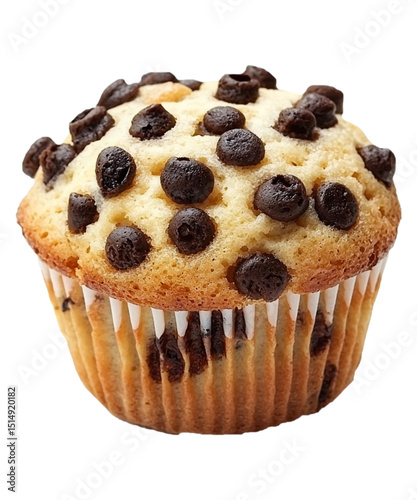 Muffin on transparent background. A small domed spongy cake made from batter.