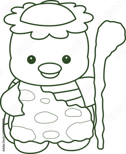 Outline of Kawaii japanese mythology Kappa sticker cute.
Coloring pages of Cute kappa mascot ghost japanese.