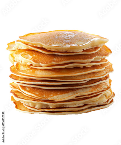 Pancakes on transparent background. A flat cake, often thin and round, prepared from a starch-based batter and cooked on a hot surface.