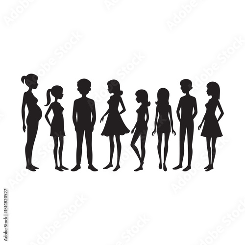 Silhouette representation of people demonstrating various age groups and stages of life