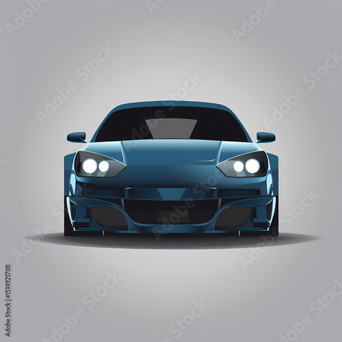 Blue Sports Coupe: Sleek design, powerful headlights, and a bold stance define this blue sports coupe, ready for the open road. 