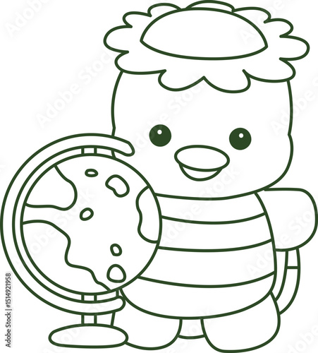 Outline of Kawaii japanese mythology Kappa sticker cute.
Coloring pages of Cute kappa mascot ghost japanese.