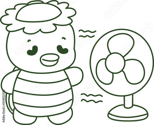 Outline of Kawaii japanese mythology Kappa sticker cute.
Coloring pages of Cute kappa mascot ghost japanese.