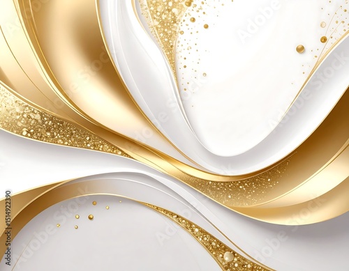 Abstract gold and white curves