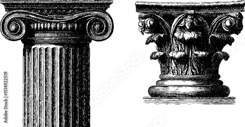 Classical greek column capital designs for architectural and historical projects