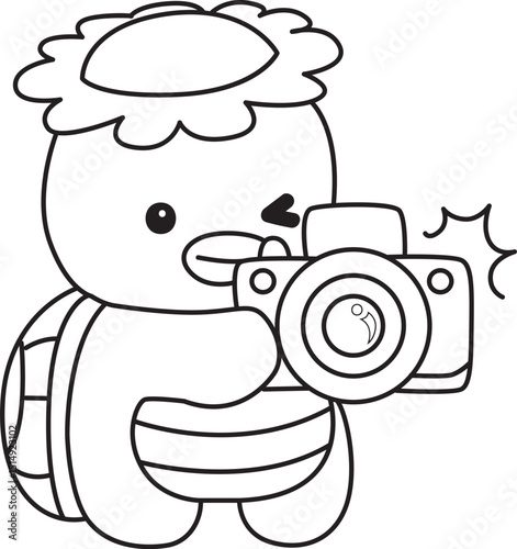 Outline of Kawaii japanese mythology Kappa sticker cute.
Coloring pages of Cute kappa mascot ghost japanese.