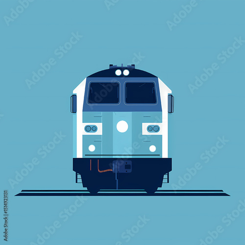 Rail Transport in an Abstract: An artistic rendering of a train head-on, set against a gradient-sky background. It perfectly embodies the essence of motion, direction, and travel.
