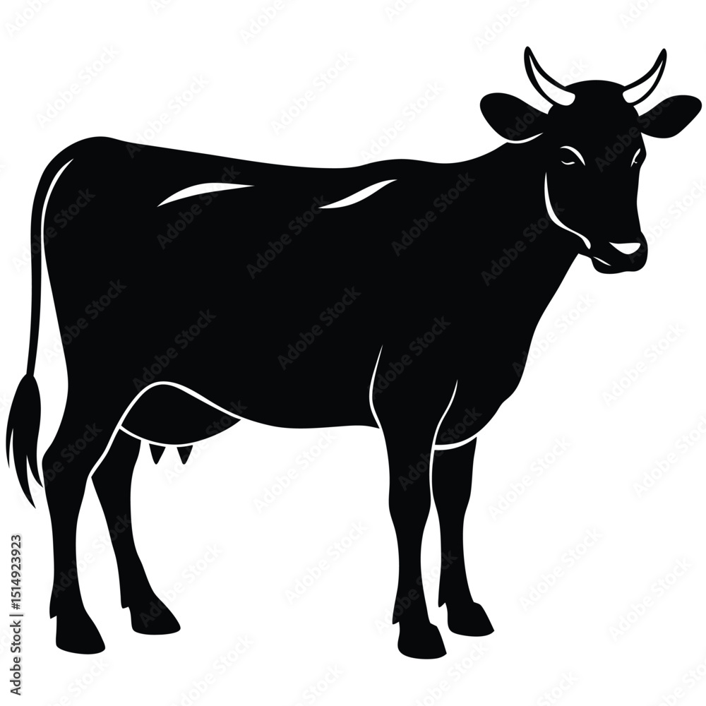 Fototapeta premium Abstract Cow Silhouette Black and White Minimalist