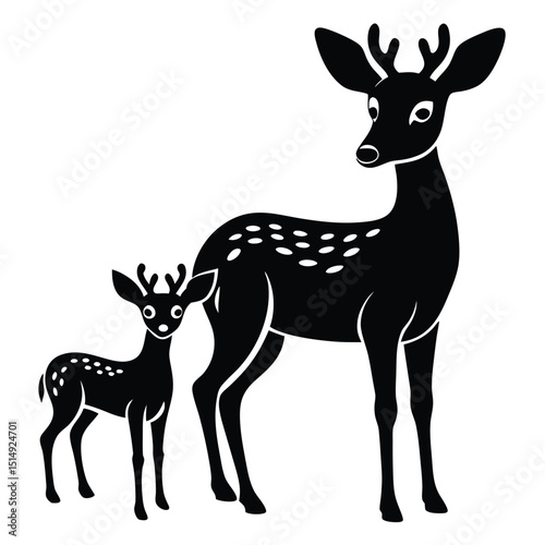 Fawn Illustration Minimalist Vector Black and White
