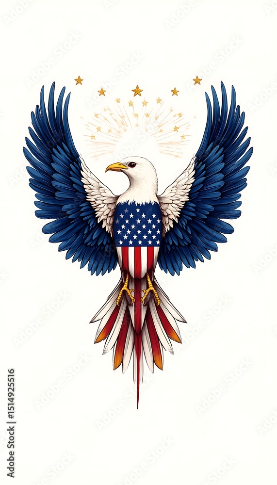 Obraz premium Eagle, American Flag, Art