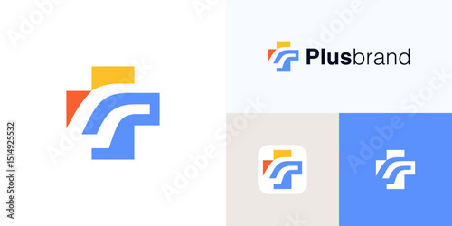 Plus logo icon design vector illustration element, Creative modern cross symbol for medical health care center, hospital and business company, brand identity, Growth sign for idea concept style