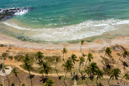 Fototapeta Naklejka Na Ścianę i Meble -  Aerial View of La Caracola Beach on Margarita Island, Venezuela