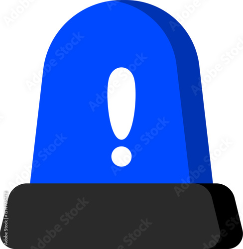 Simple Blue Siren Icon Flat Safety Sign