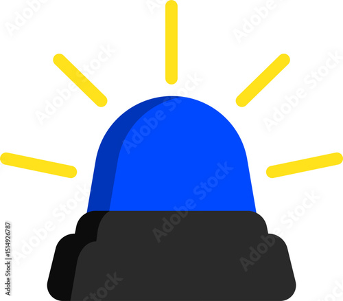Blue Siren Icon Flat Warning Alert Graphic