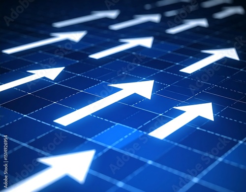 Abstract graphic of many upward arrows on a grid