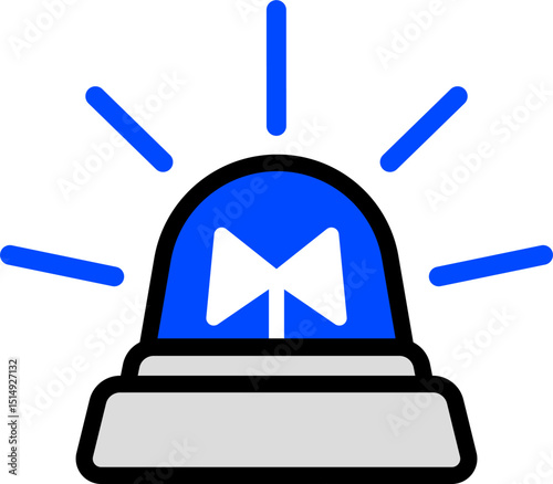 Minimalist Blue Siren Black Line Icon