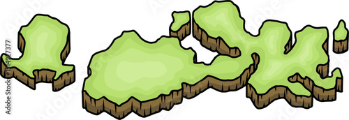 Ilustrasi Peta Kartun Isometrik Pulau Nusa Tenggara Barat, Kepulauan Indonesia