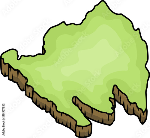 Ilustrasi Peta Kartun Isometrik Pulau Lampung, Kepulauan Indonesia