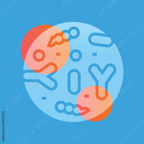 Gut microbiome color flat icon for digital and print projects. Microscopic probiotics.