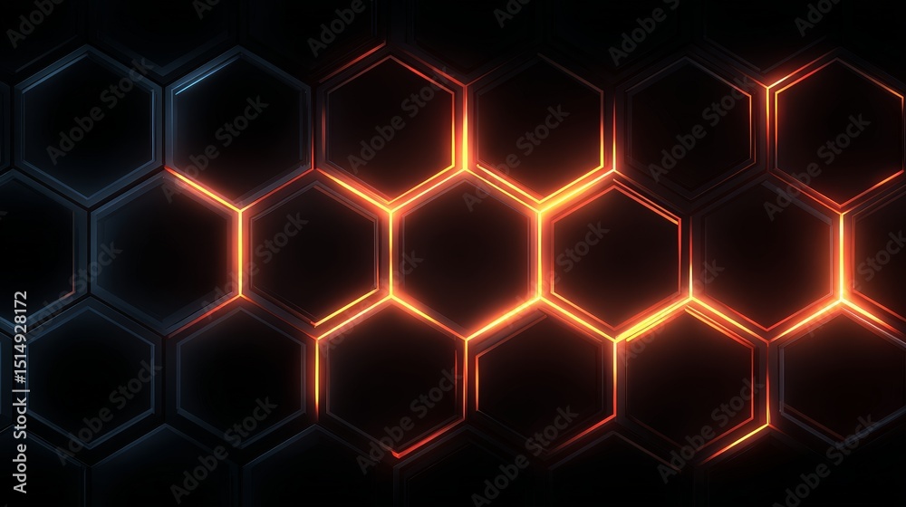 Dark Glowing Hexagon Pattern with Abstract Background Design Dark Glowing Hexagon Pattern with Abstract Background Design